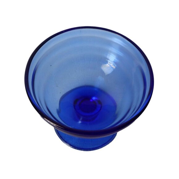 7 Piece Vintage Moderntone Blue Sherbet Set 1930's Dessert Dish Hazel Atlas - Picture 5 of 5